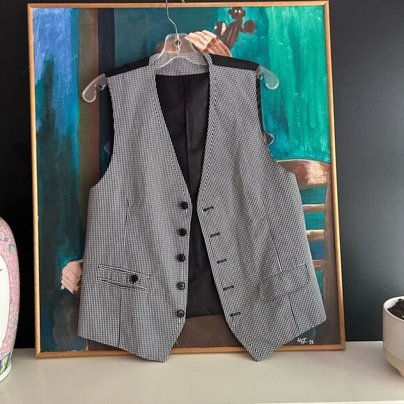 Mexx Black and White Houndstooth Vest M - Picture 2 of 15